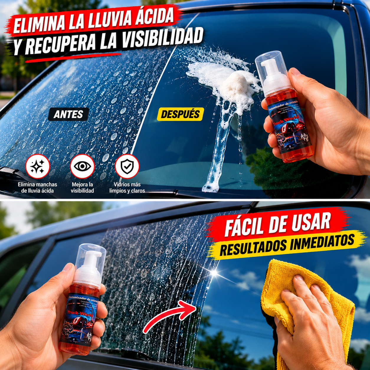 Descontaminador de Cristal Truck World – Limpiador de Lluvia Ácida y Grasa Pesada